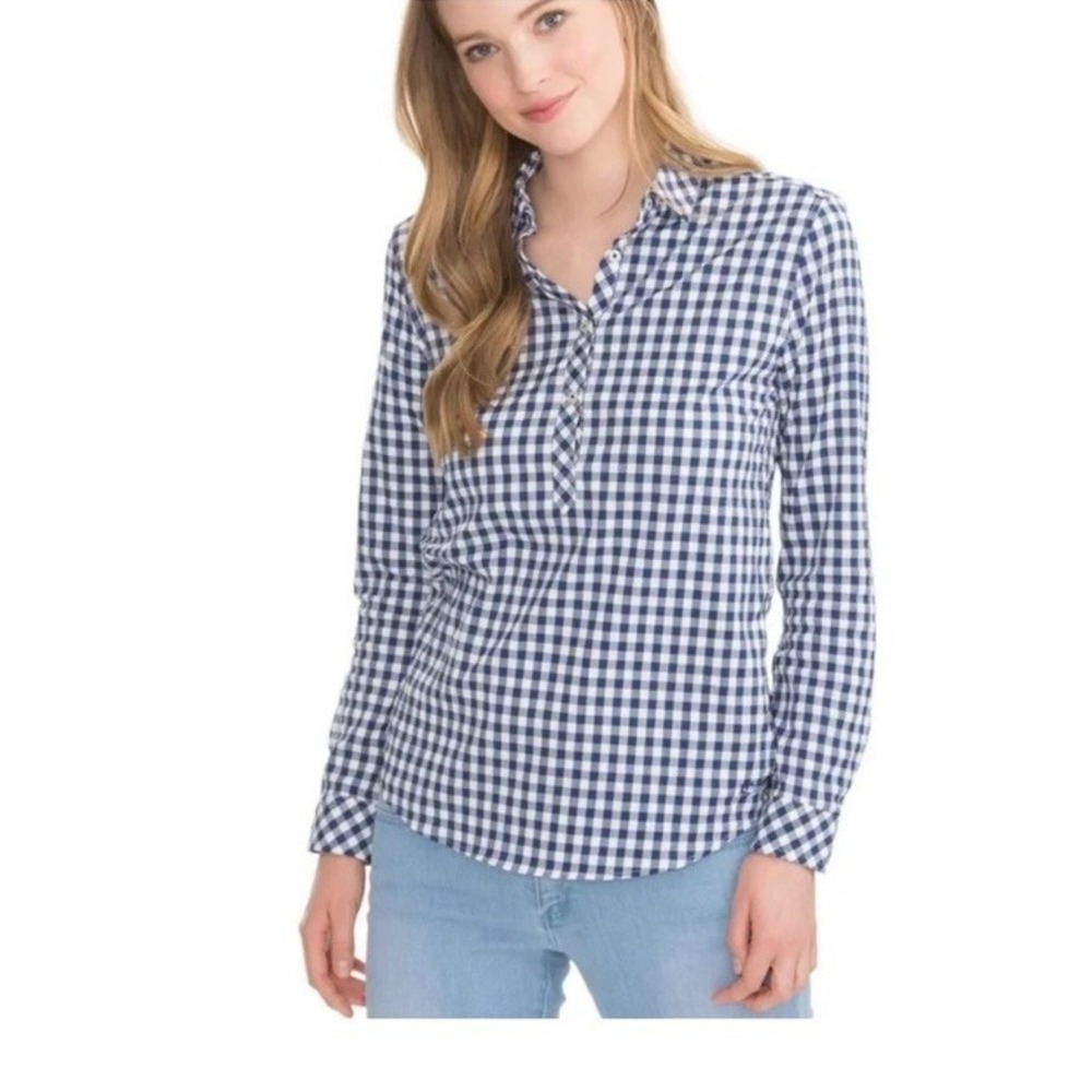 Southern Tide‎ Navy Yacht Blue Hadley IC Gameday Gingham Shirt - Women's S -New